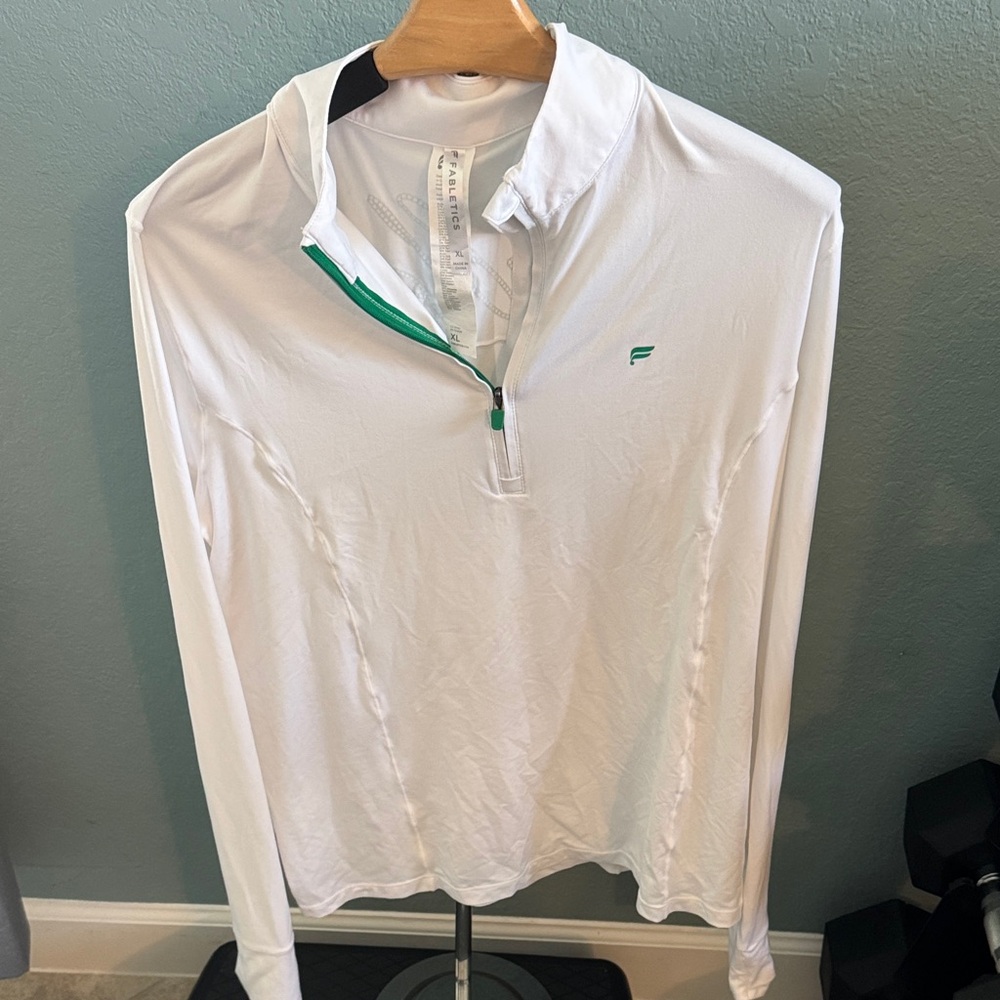 Fabletics White Quarter-Zip Sweatshirt